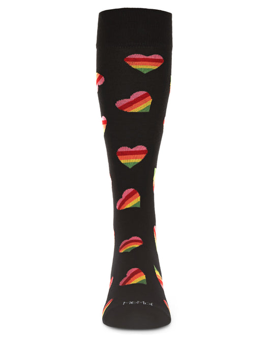 Men's Rainbow Heart Bamboo Blend Novelty Crew Sock