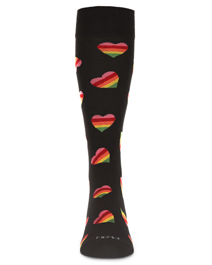 Men's Rainbow Heart Bamboo Blend Novelty Crew Sock