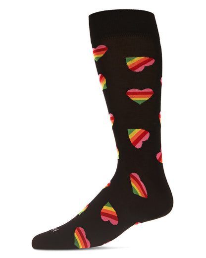 Men's Rainbow Heart Bamboo Blend Novelty Crew Sock
