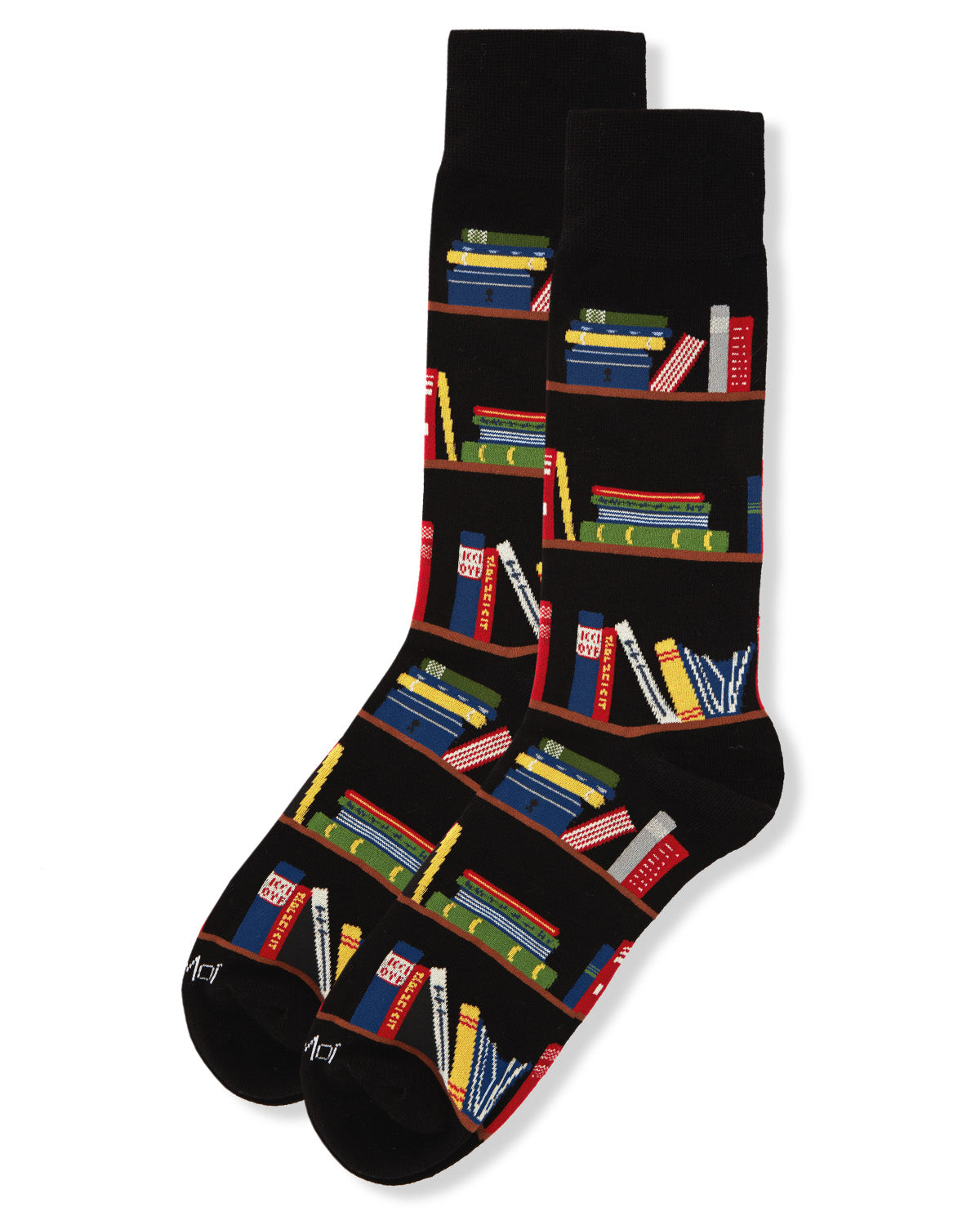 Men's "Bookshelf" Rayon from Bamboo Blend Novelty Crew Sock