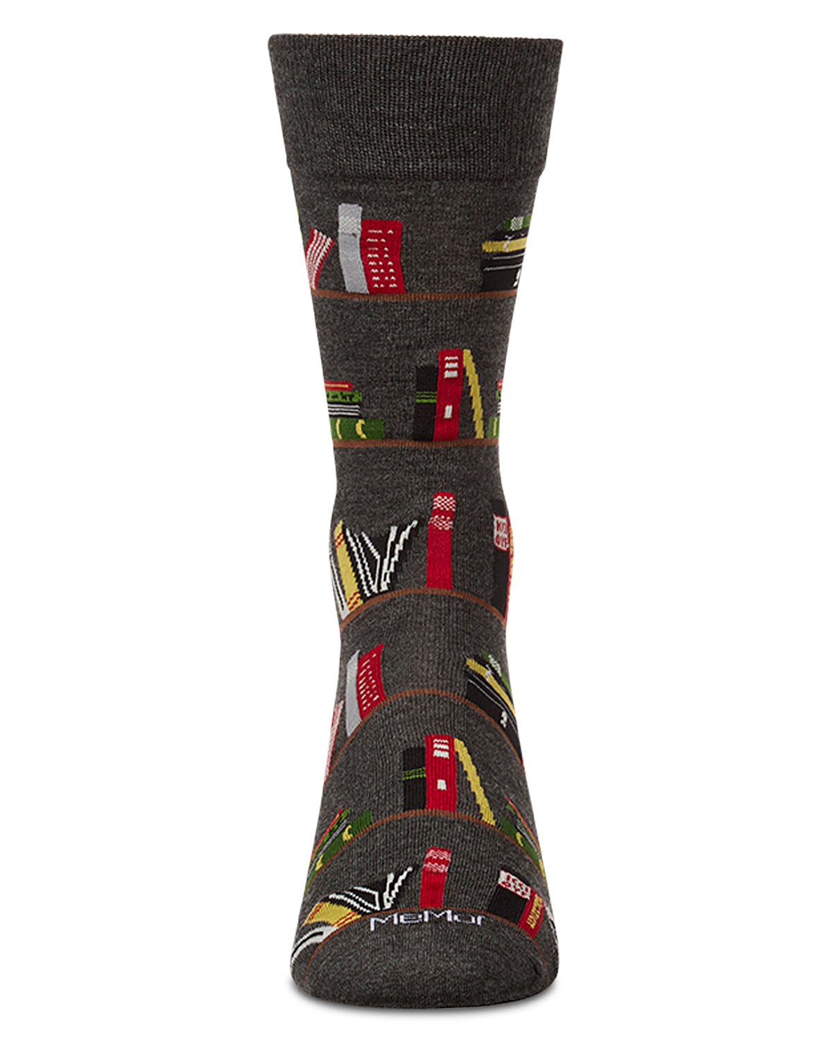 Men's "Bookshelf" Rayon from Bamboo Blend Novelty Crew Sock