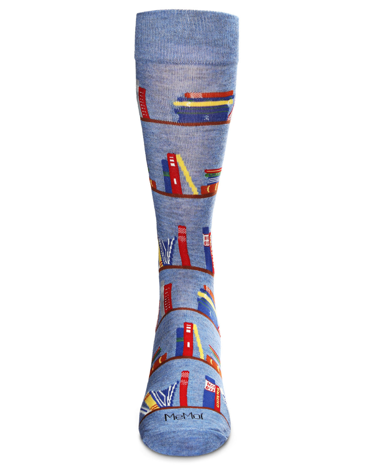 Men's "Bookshelf" Rayon from Bamboo Blend Novelty Crew Sock