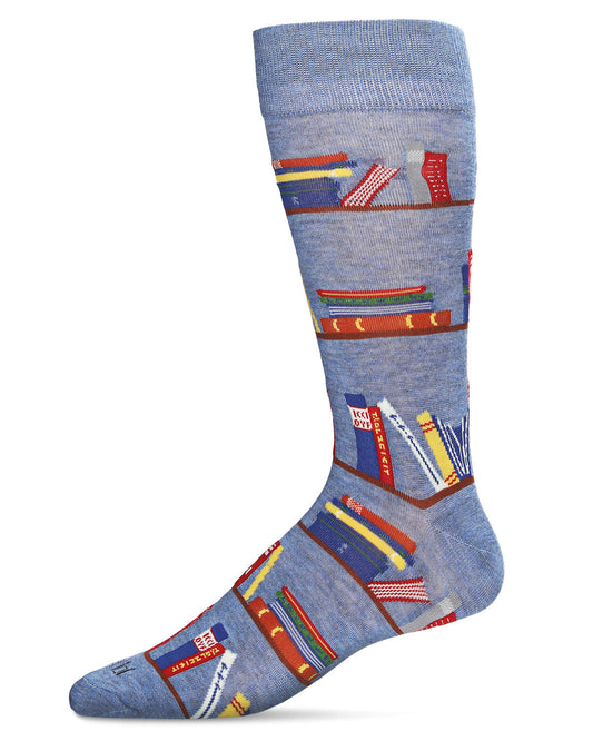 Men's "Bookshelf" Rayon from Bamboo Blend Novelty Crew Sock
