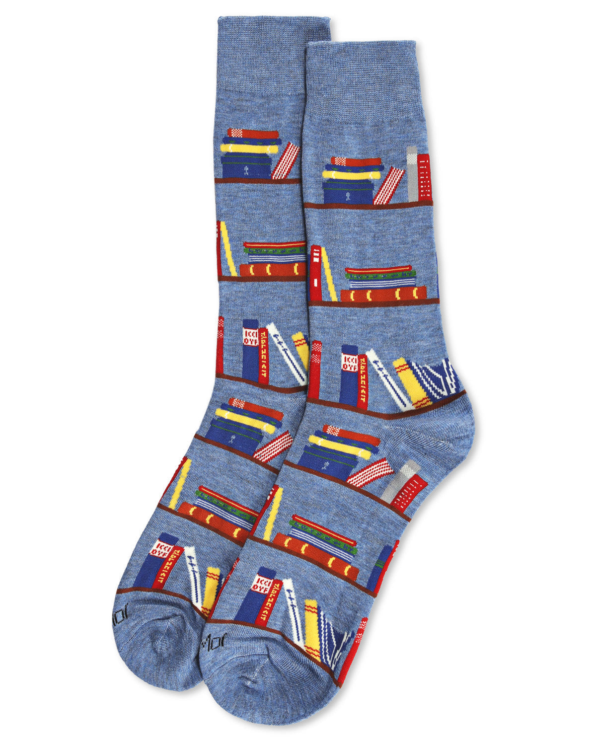 Men's "Bookshelf" Rayon from Bamboo Blend Novelty Crew Sock