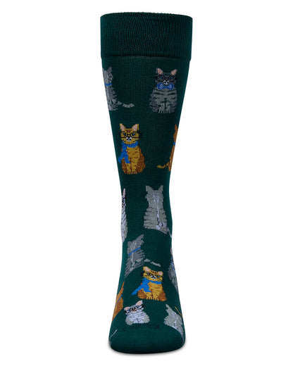 Men's "Cat's Meow" Rayon Blend Novelty Crew Sock