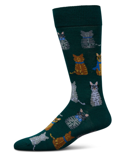 Men's "Cat's Meow" Rayon Blend Novelty Crew Sock