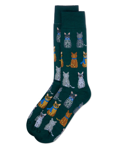 Men's "Cat's Meow" Rayon Blend Novelty Crew Sock
