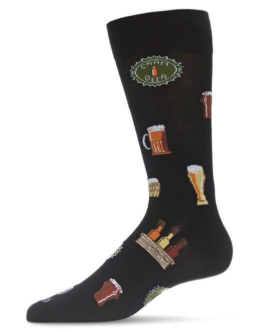 Men's Cheers to Craft Beer Bamboo Blend Novelty Crew Sock