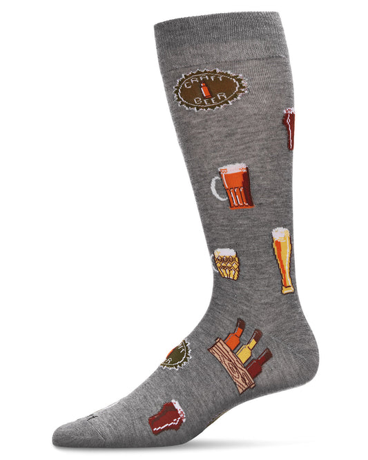 Men's Cheers to Craft Beer Bamboo Blend Novelty Crew Sock