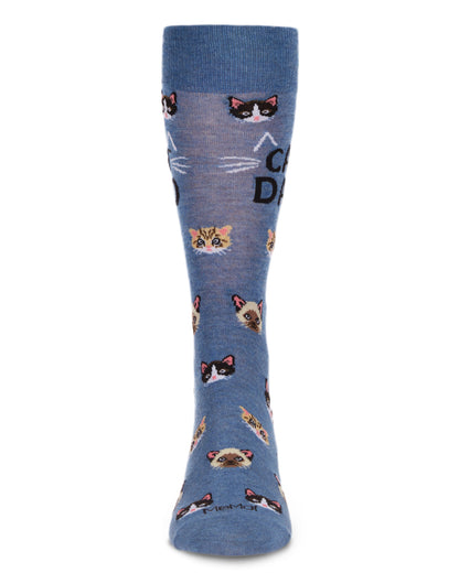 Men's "Cat Dad" Rayon from Bamboo Blend Novelty Crew Sock