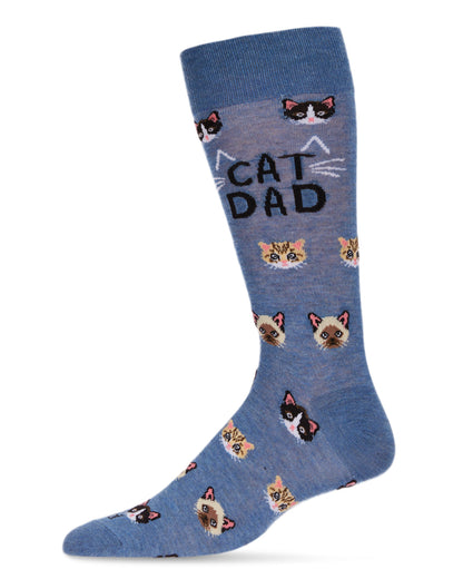 Men's "Cat Dad" Rayon from Bamboo Blend Novelty Crew Sock