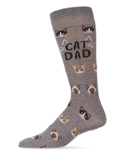 Men's "Cat Dad" Rayon from Bamboo Blend Novelty Crew Sock