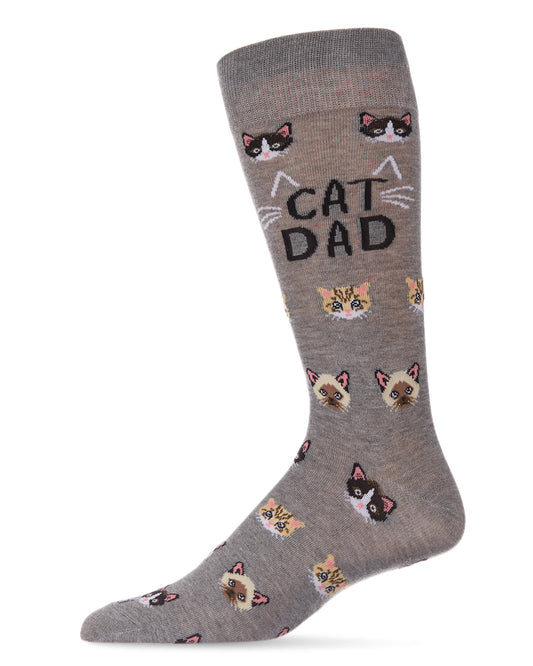 Men's "Cat Dad" Rayon from Bamboo Blend Novelty Crew Sock