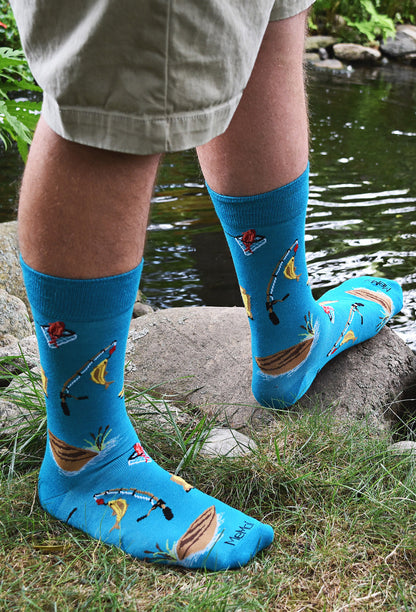 Men's It's Fishing Time Bamboo Blend Novelty Crew Sock