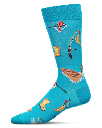 Men's It's Fishing Time Bamboo Blend Novelty Crew Sock