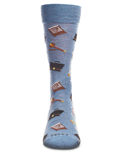 Men's Law N Order Heathered Bamboo Blend Novelty Crew Sock