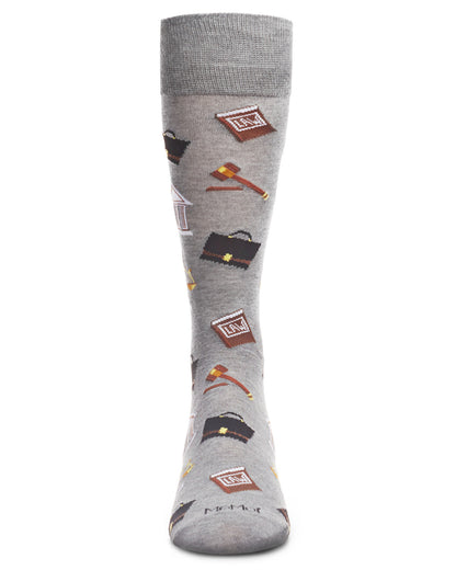 Men's Law N Order Heathered Bamboo Blend Novelty Crew Sock