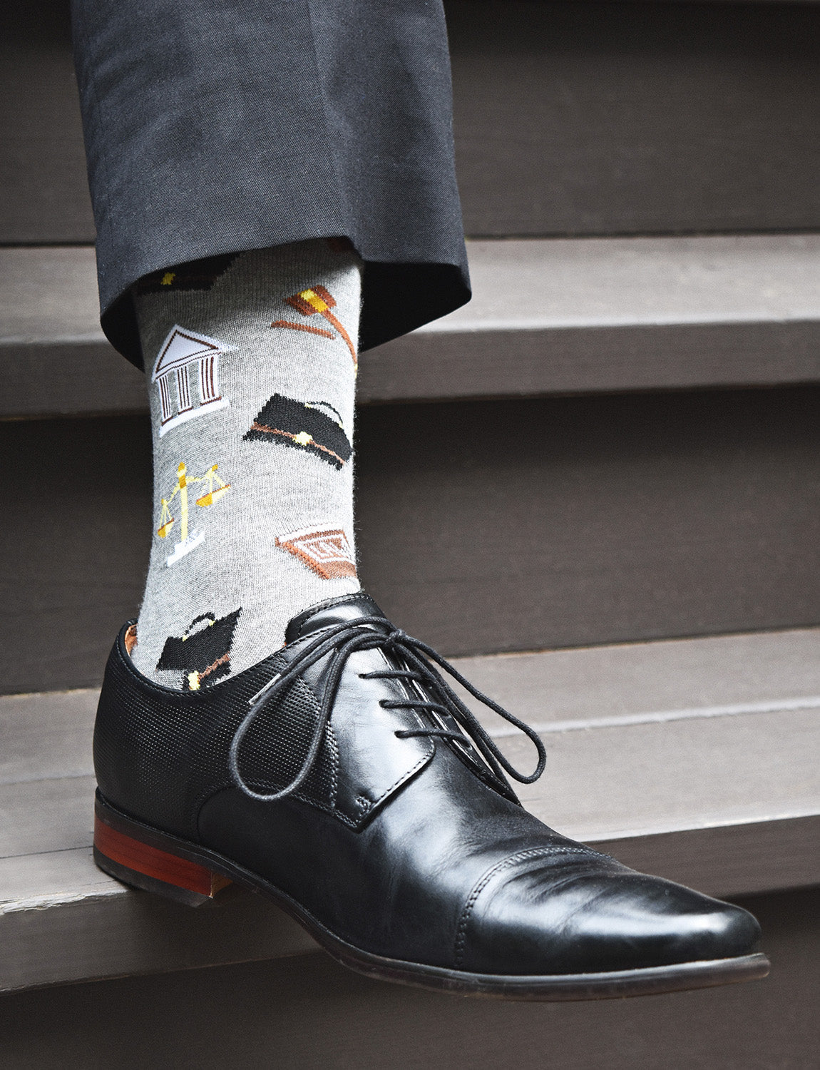 Men's Law N Order Heathered Bamboo Blend Novelty Crew Sock