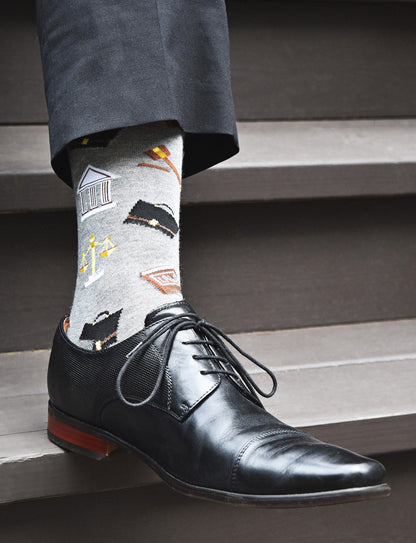 Men's Law N Order Heathered Bamboo Blend Novelty Crew Sock