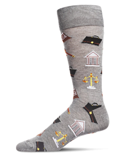 Men's Law N Order Heathered Bamboo Blend Novelty Crew Sock