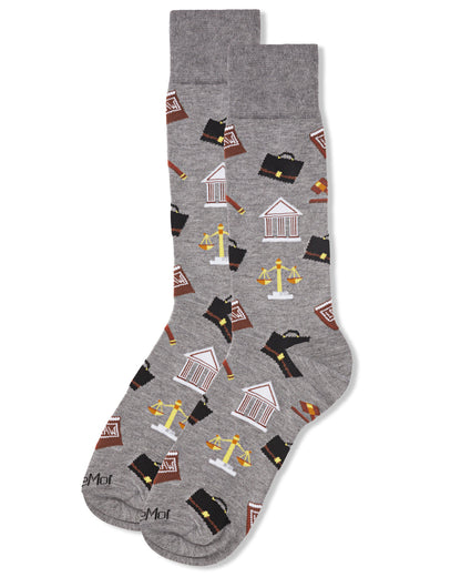 Men's Law N Order Heathered Bamboo Blend Novelty Crew Sock