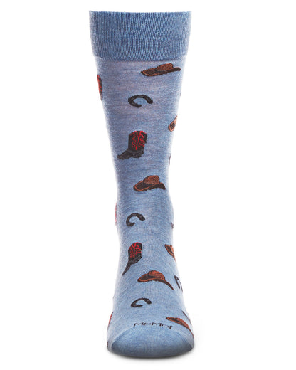 Men's Rodeo Cowboy Bamboo Blend Novelty Crew Sock
