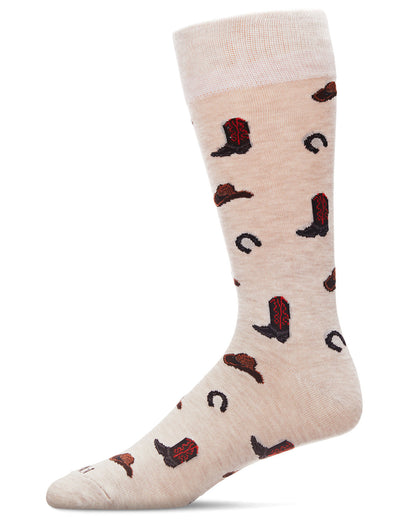 Men's Rodeo Cowboy Bamboo Blend Novelty Crew Sock