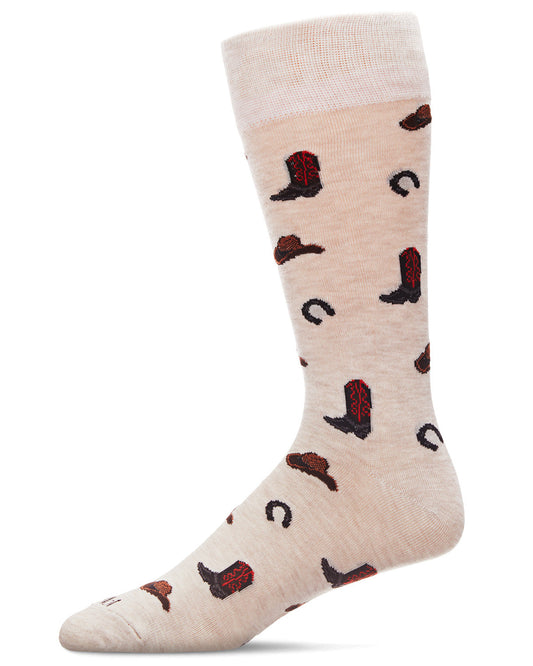 Men's Rodeo Cowboy Bamboo Blend Novelty Crew Sock