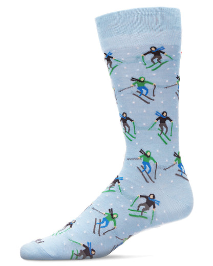 Men's "Skier's Paradise" Rayon from Bamboo Blend Novelty Crew Sock