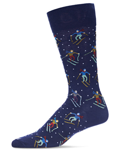 Men's "Skier's Paradise" Rayon from Bamboo Blend Novelty Crew Sock