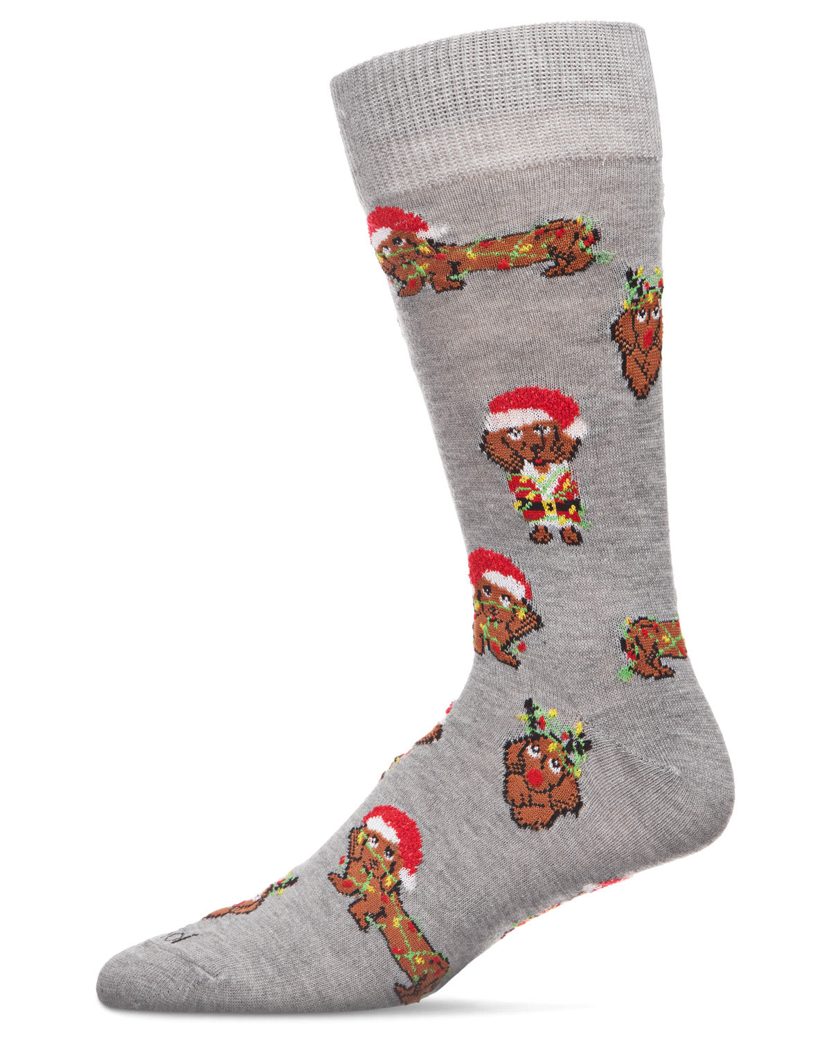 Men's Lit Dachshund Dog Holiday Novelty Crew Socks