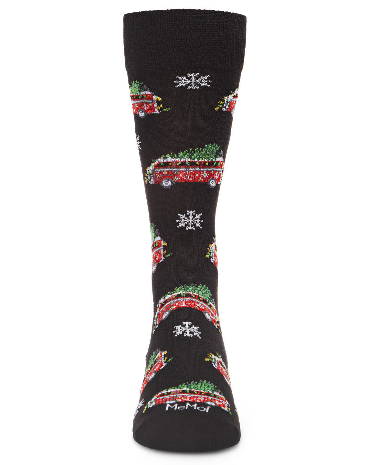 Men's Festive Retro Bus Holiday Novelty Crew Socks