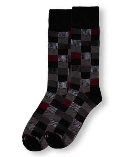 Men's Checkerboard Plaid Bamboo Dress Crew Socks