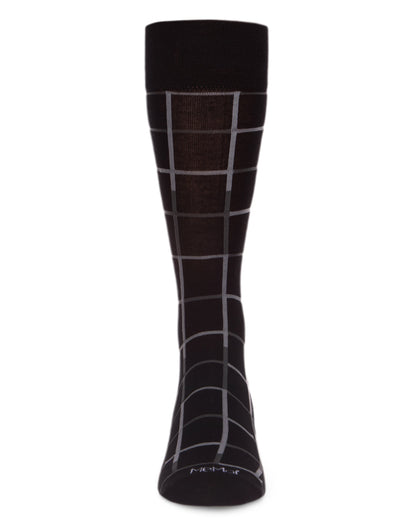 Men's Classic Windowpane Bamboo Dress Crew Socks