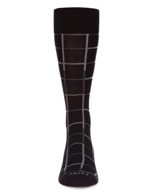 Men's Classic Windowpane Bamboo Dress Crew Socks
