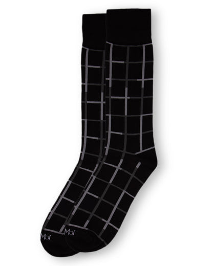 Men's Classic Windowpane Bamboo Dress Crew Socks