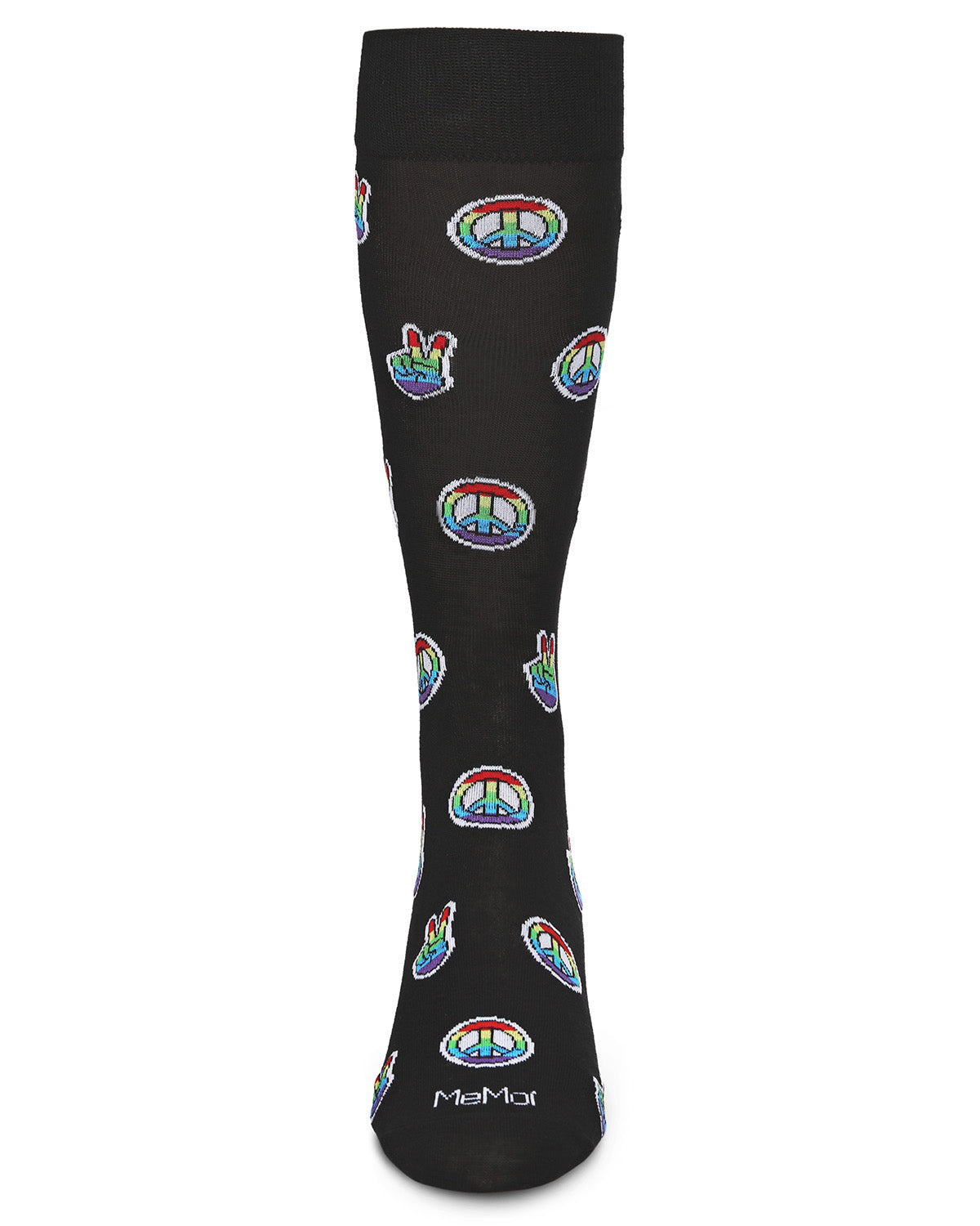 Men's Colorful Rainbow Peace Out Bamboo Blend Novelty Crew Sock