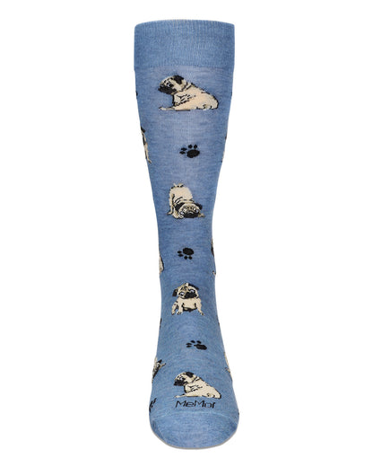Men's Embroidered Pugs Bamboo Crew Socks
