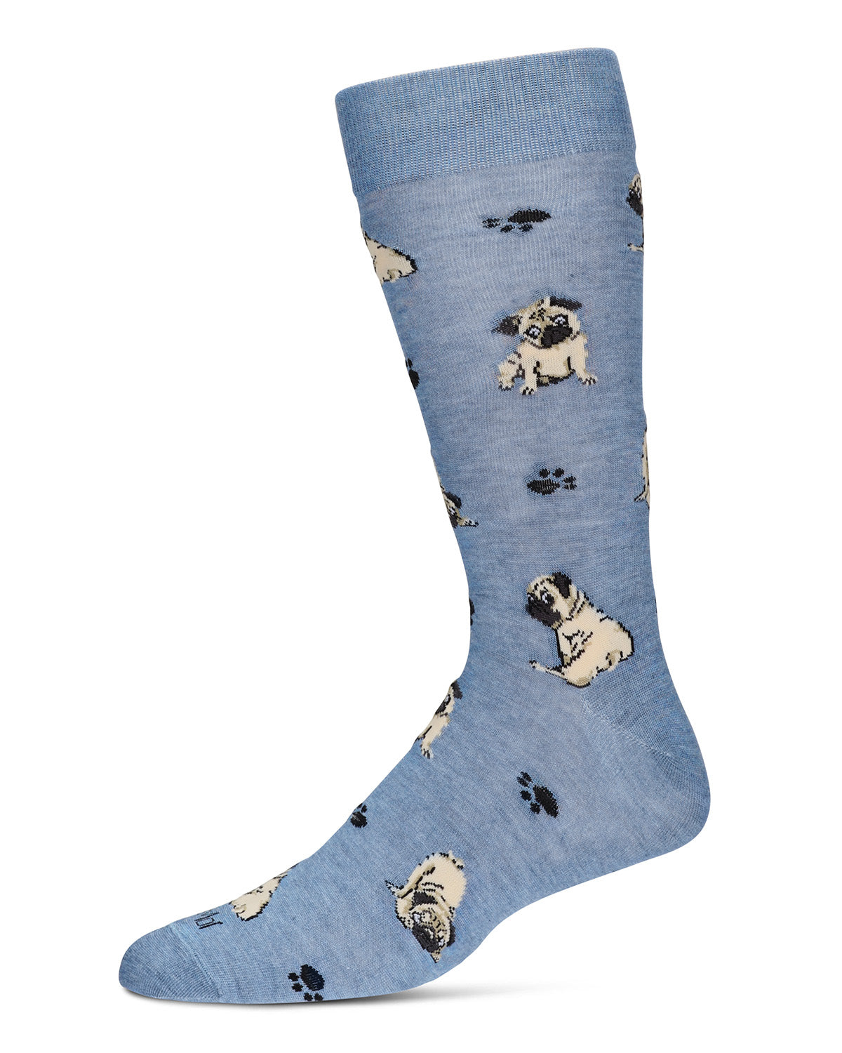 Men's Embroidered Pugs Bamboo Crew Socks