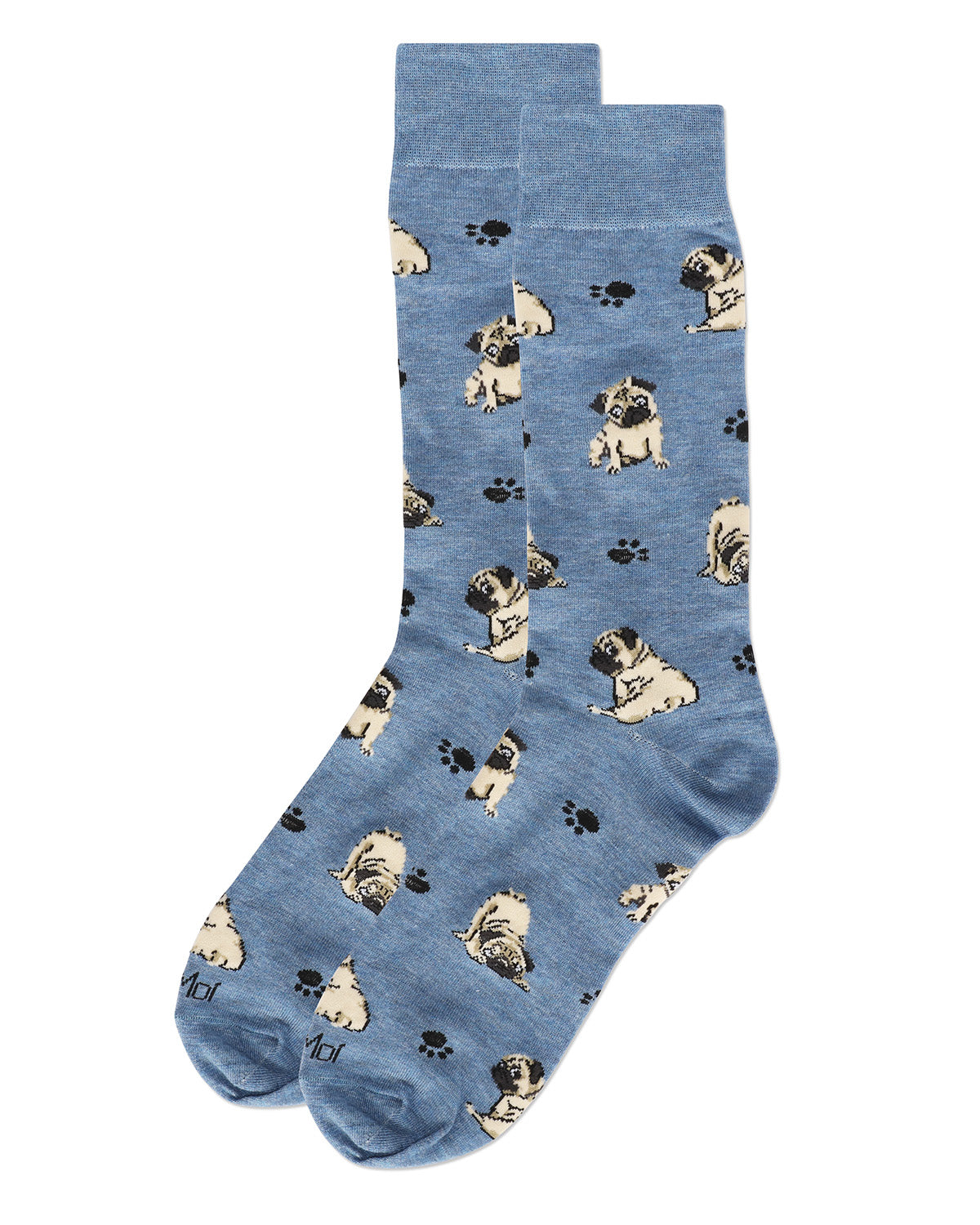 Men's Embroidered Pugs Bamboo Crew Socks
