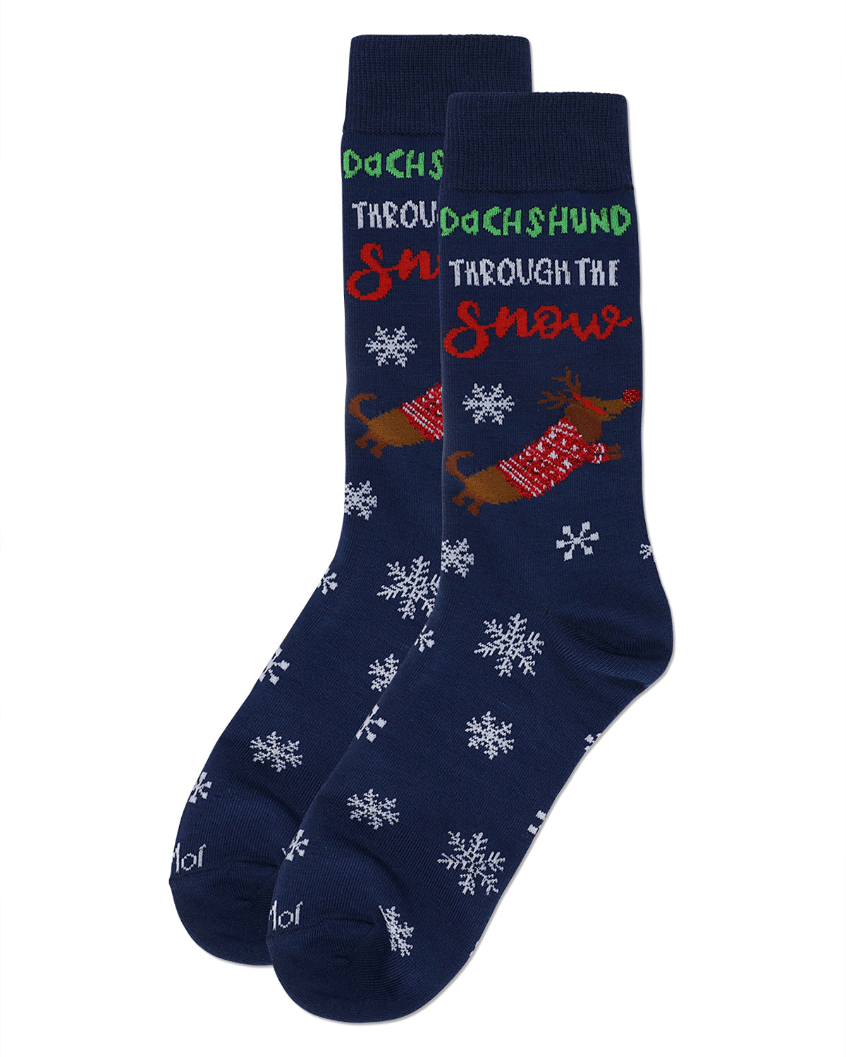Men's Dachshund Through The Snow Holiday Crew Socks