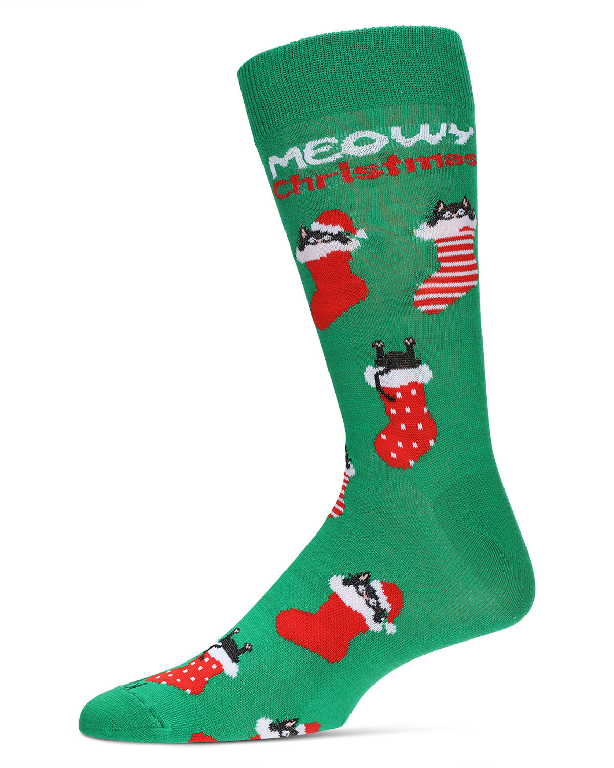 Men's Meowy Christmas Holiday Crew Socks