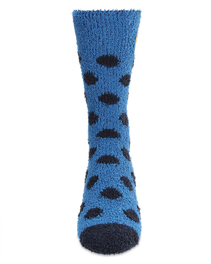 Men's Polka Dot Smiley Face Embroidery Cozy Crew Socks