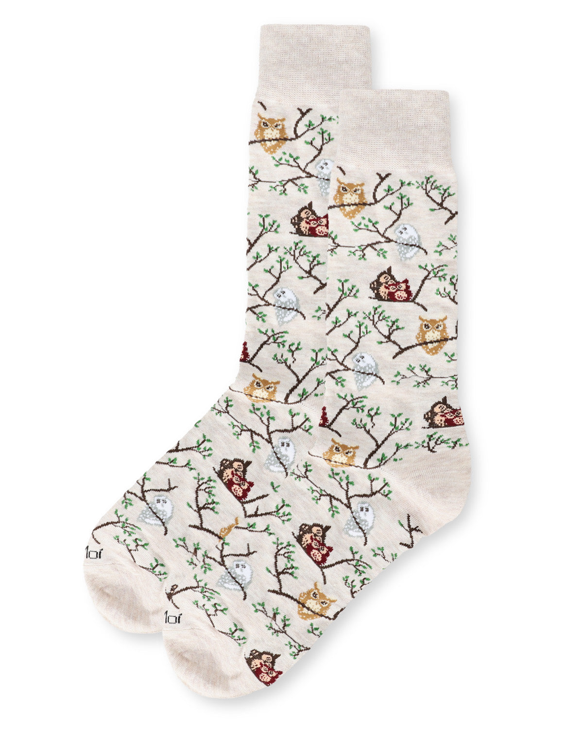 Men's Embroidered Owls Bamboo Crew Socks