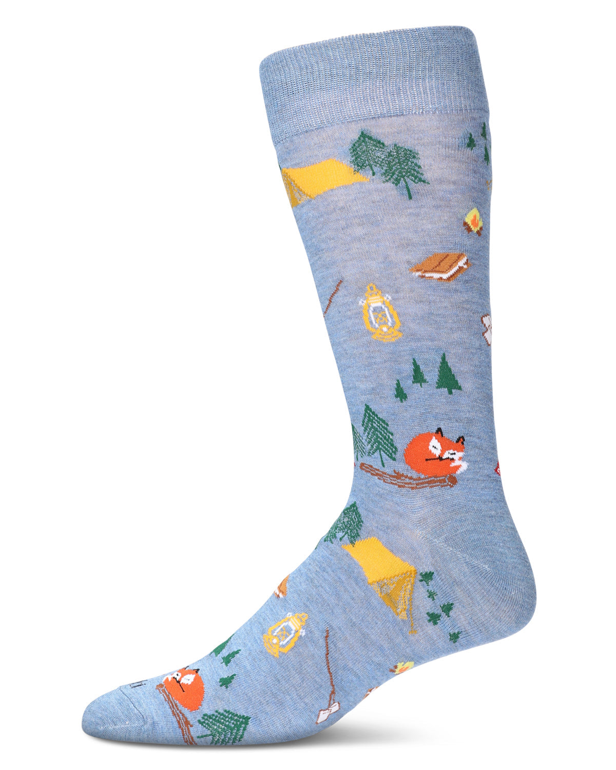 Men's Embroidered Camping Trip Bamboo Crew Socks