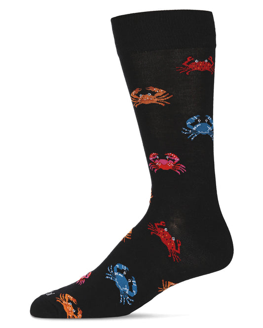 Men's "Crabs" Graphics Rayon Blend Novelty Crew Sock