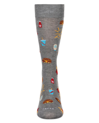 Men's Burgers & Fries Rayon From Bamboo Crew Socks