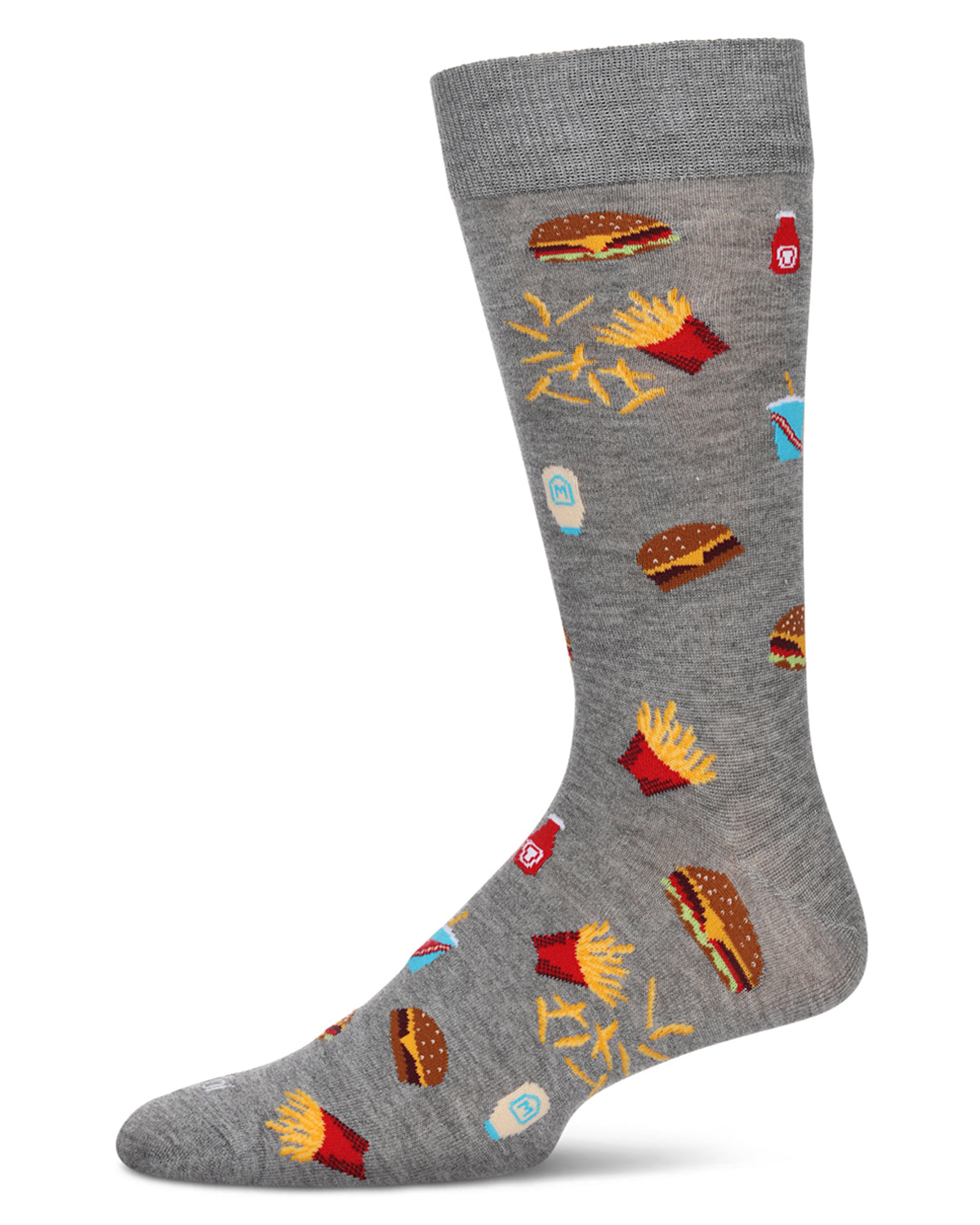 Men's Burgers & Fries Rayon From Bamboo Crew Socks