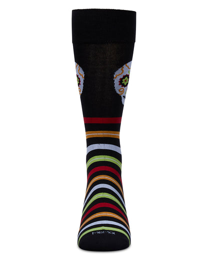 Men's Striped Skull Rayon From Bamboo Crew Socks