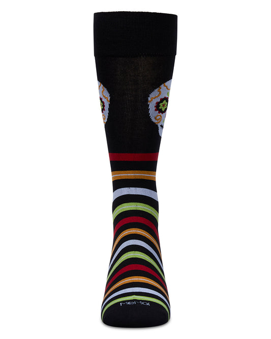 Men's Striped Skull Rayon From Bamboo Crew Socks